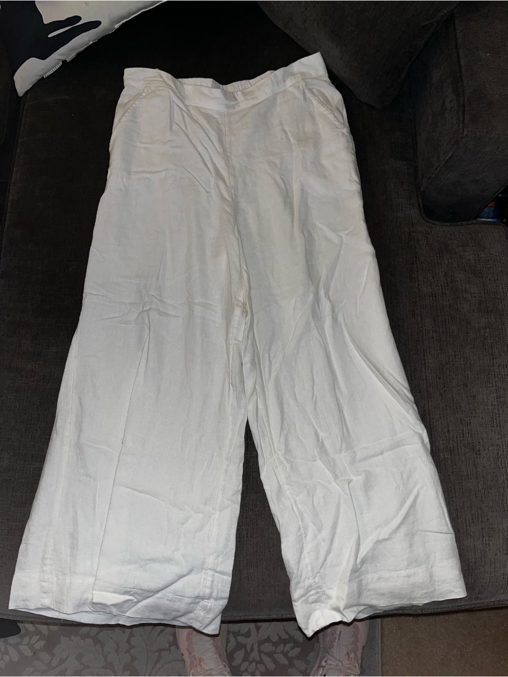 Free People women’s white Wide-Leg Linen Chinos